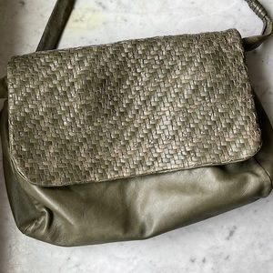 genuine italian leather purse - sage green